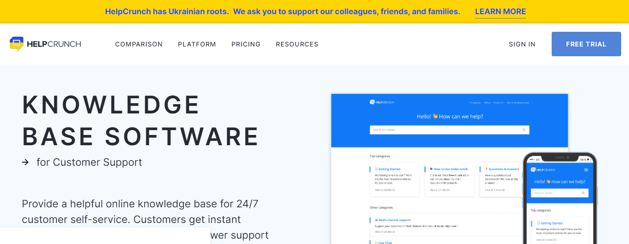 helpcrunch knowledge base