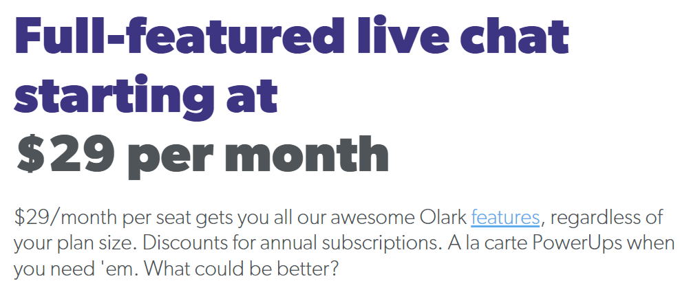 Olark Pricing Overview