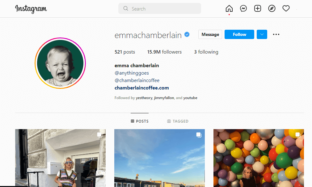 EmmaChamberlain Instagram Account