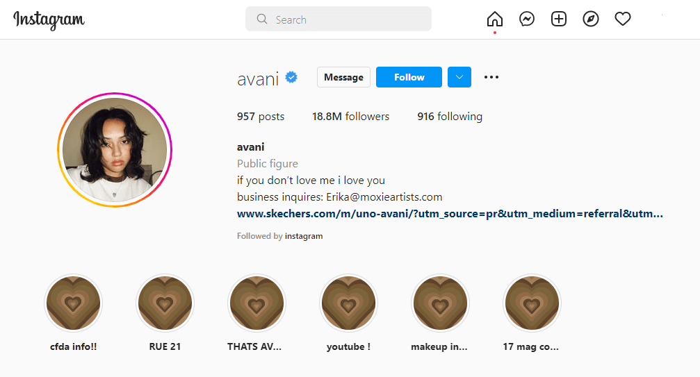 Avani Instagram Account