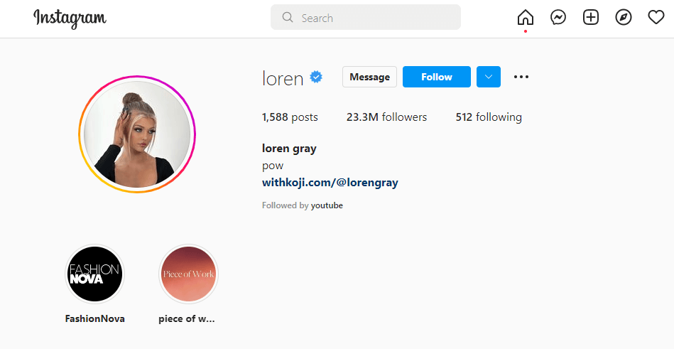 Loren Instagram Account