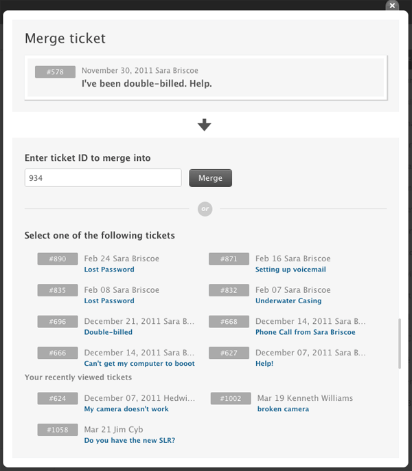 Zendesk merge tickets