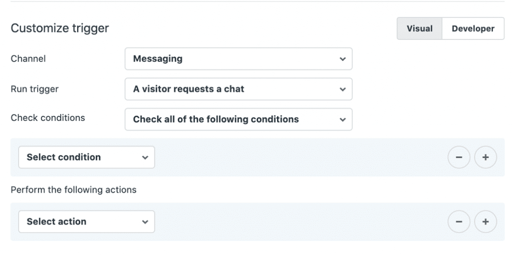 Zendesk trigger for messaging - custom trigger section