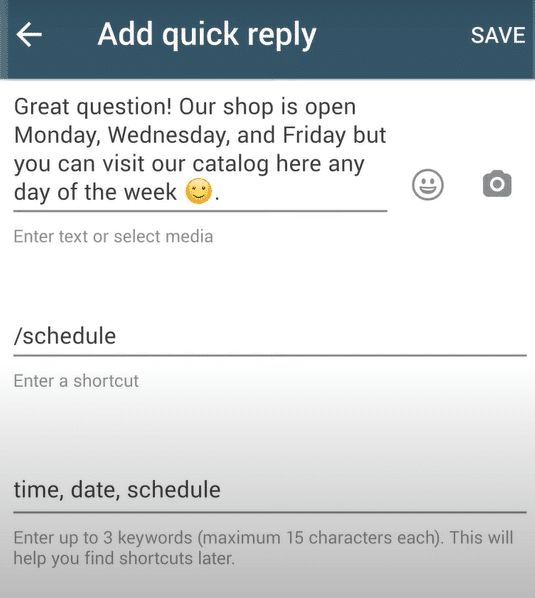 WhatsApp Quick Replies