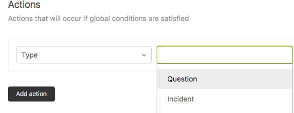 Zendesk trigger actions - ticket type