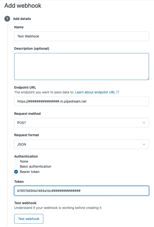Add webhook - Viewing authorization header - Zendesk