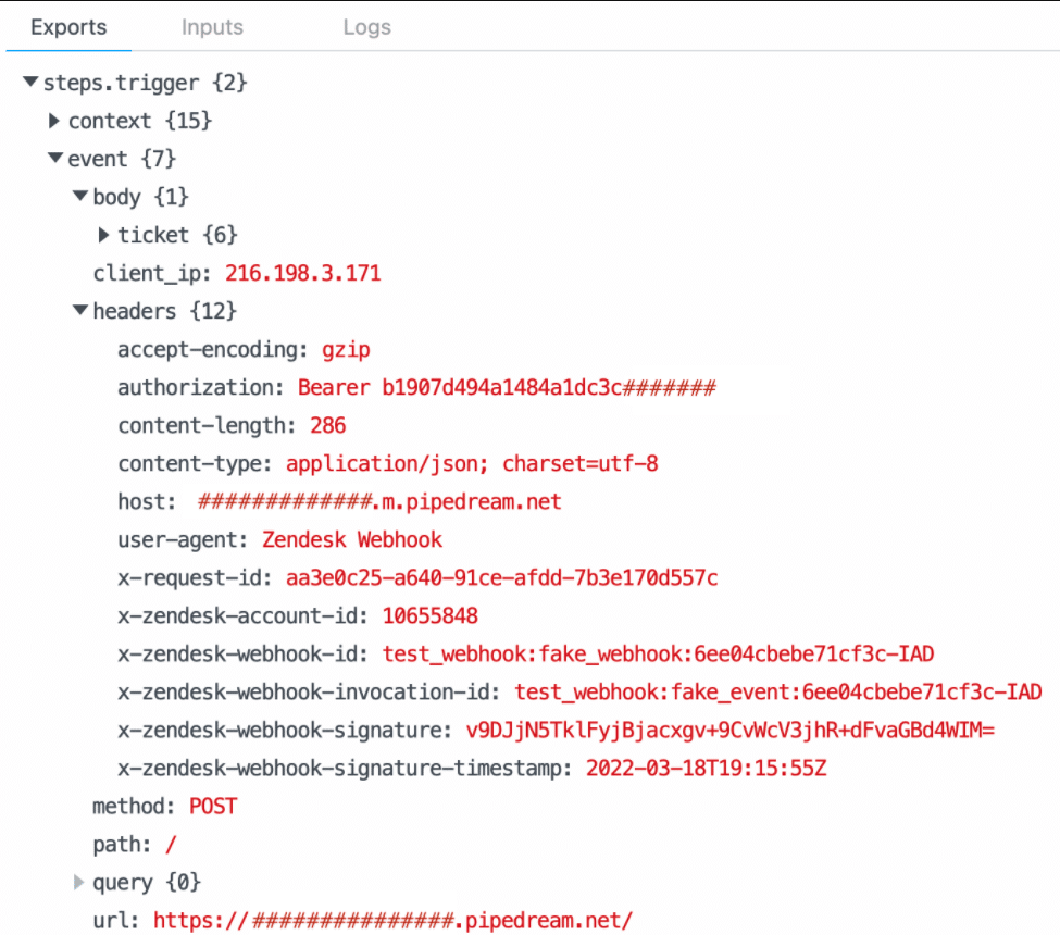 Requestbin - Viewing authorization header - Zendesk