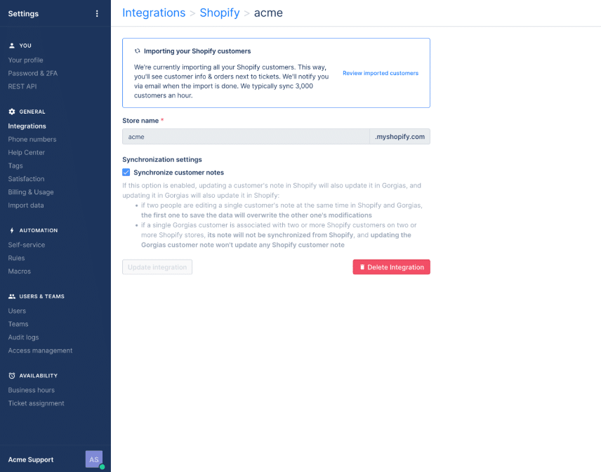 gorgias shopify integration steps