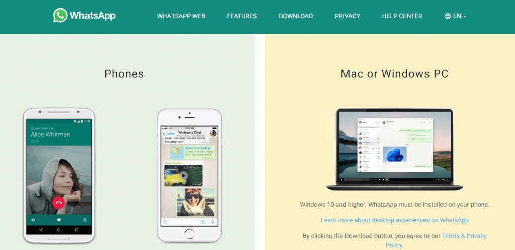 Whatsapp web version