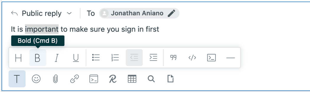 Rich Content Toolbar - Zendesk Markdown