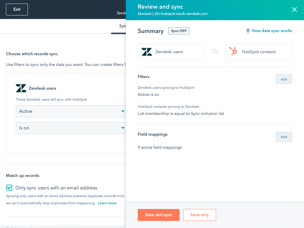 Zendesk HubSpot integration Two-way sync