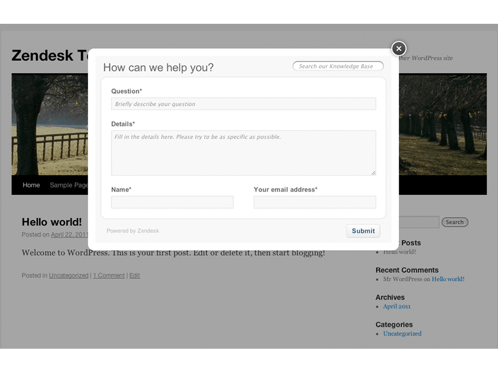 Zendesk WordPress integration