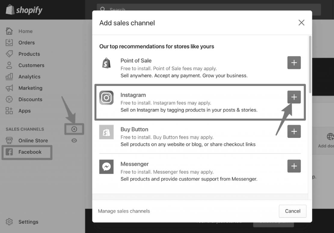 connect shopify to instagram
