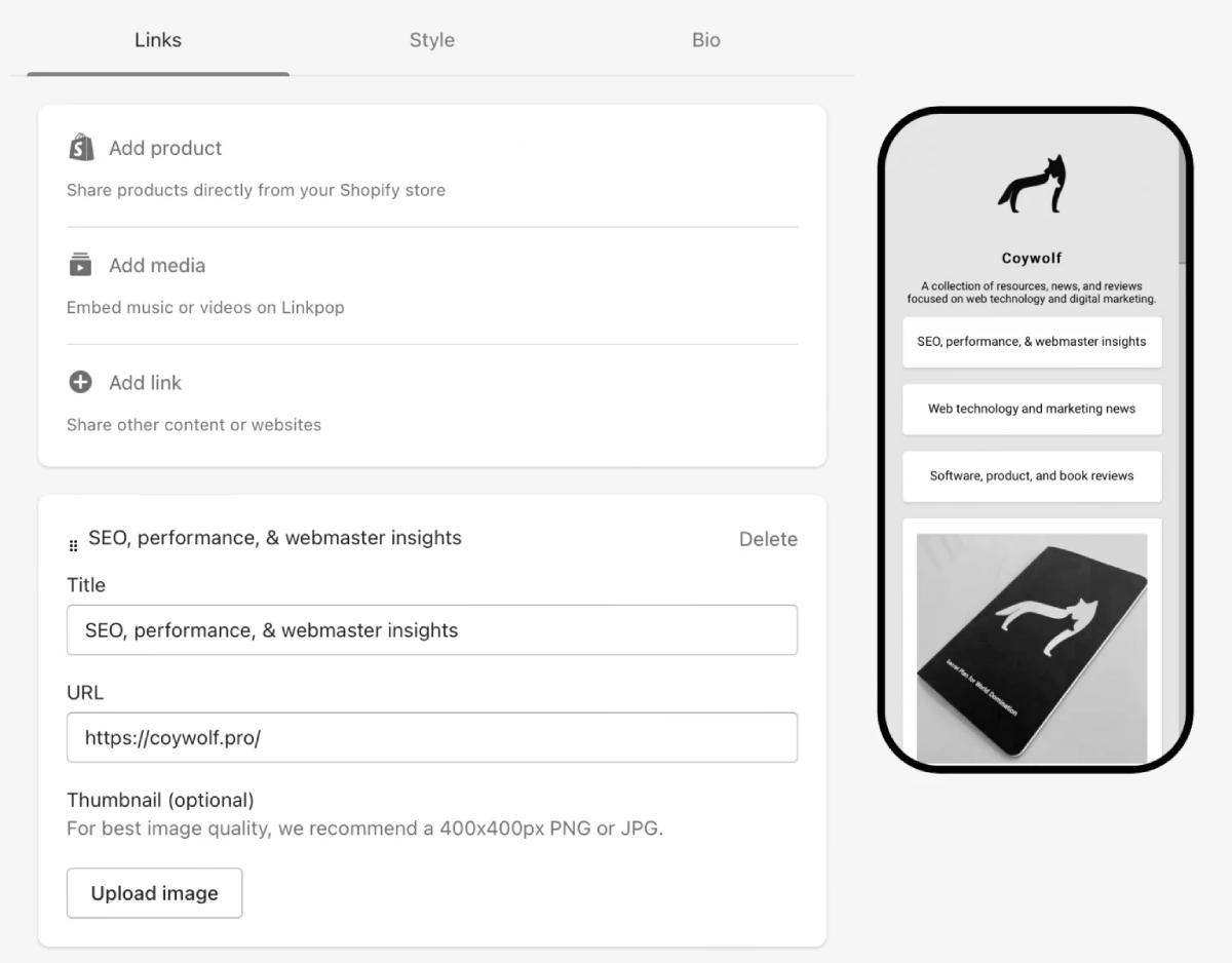 Linkpop Shopify