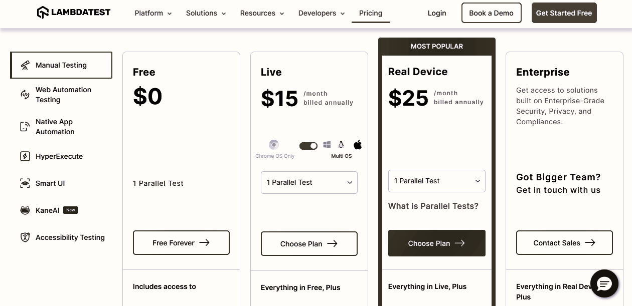 bugzilla alternatives Lambdatest Pricing